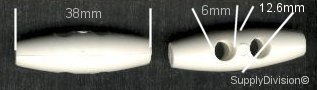 White Nylon Toggle (two hole, 38mm long)